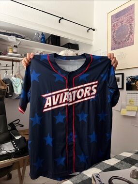 Brooks Navy America Star Baseball Jersey with Red & White Accents